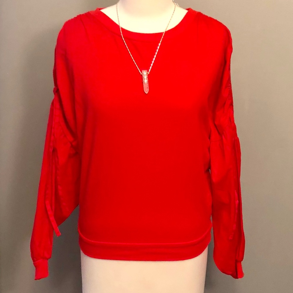 Kensie Red Ruffle Sweater Size XS ⭐️NWT⭐️